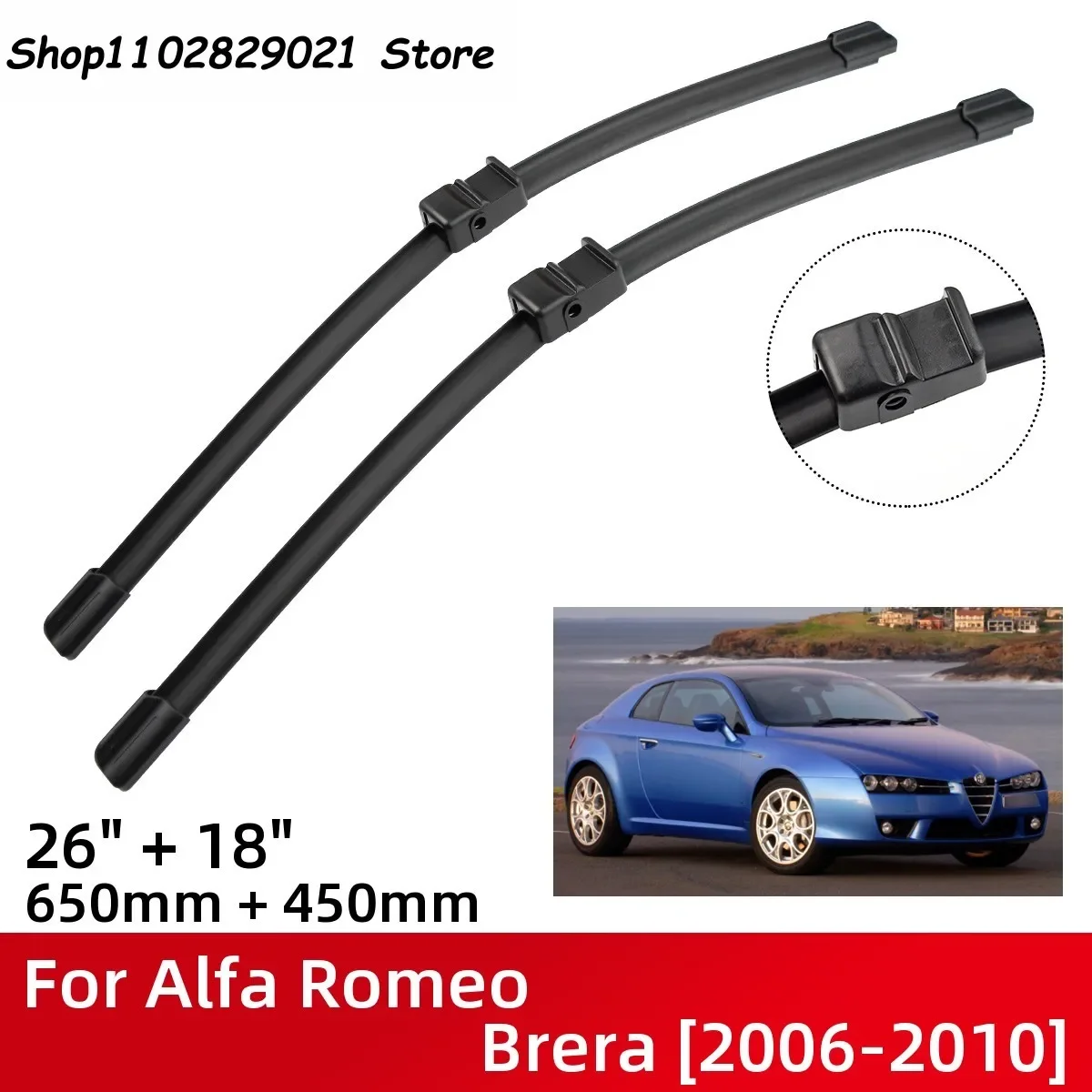 

Front Wiper Blades For Alfa Romeo Brera 2006-2010 Windshield Windscreen Window 26"+18" 2006 2007 2008 2009 2010