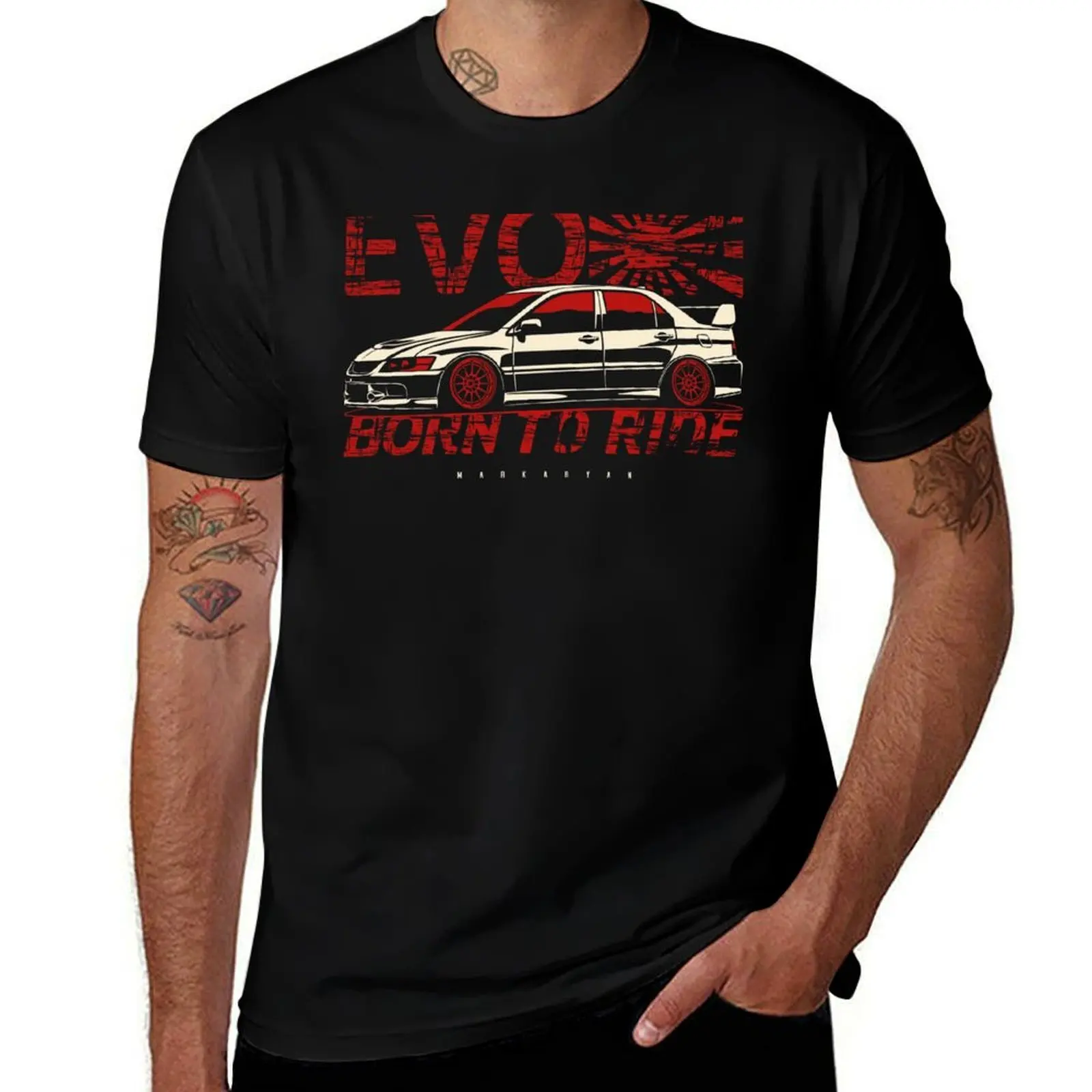 Born to ride. Lancer Evolution IX T-Shirt Utility Casual Work T-Shirt