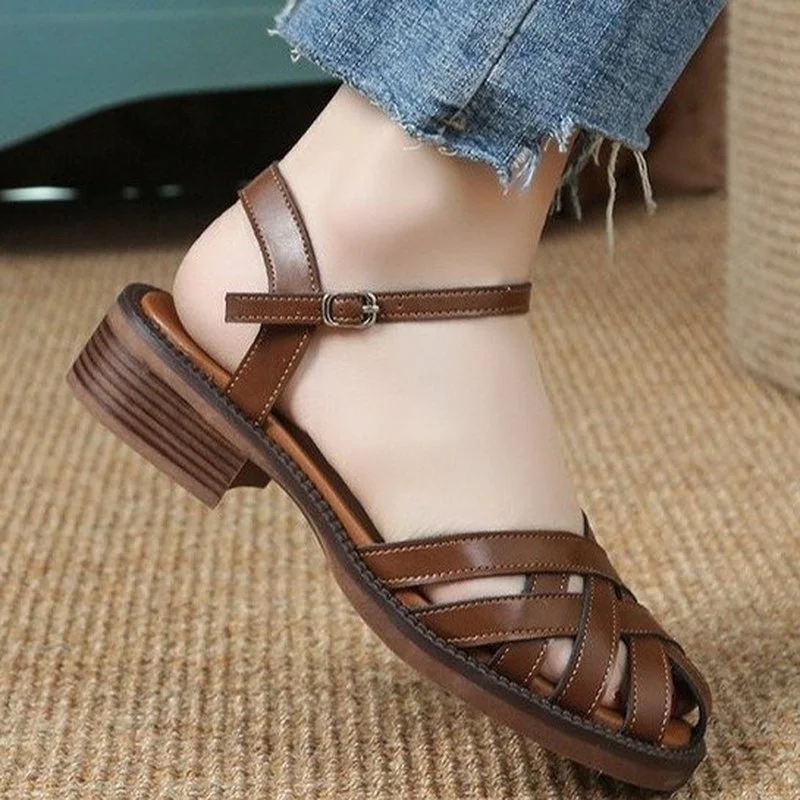 2022 Gladiator Sandals Women Buckle Strap Rome Summer Casual Lady Flat Shoes