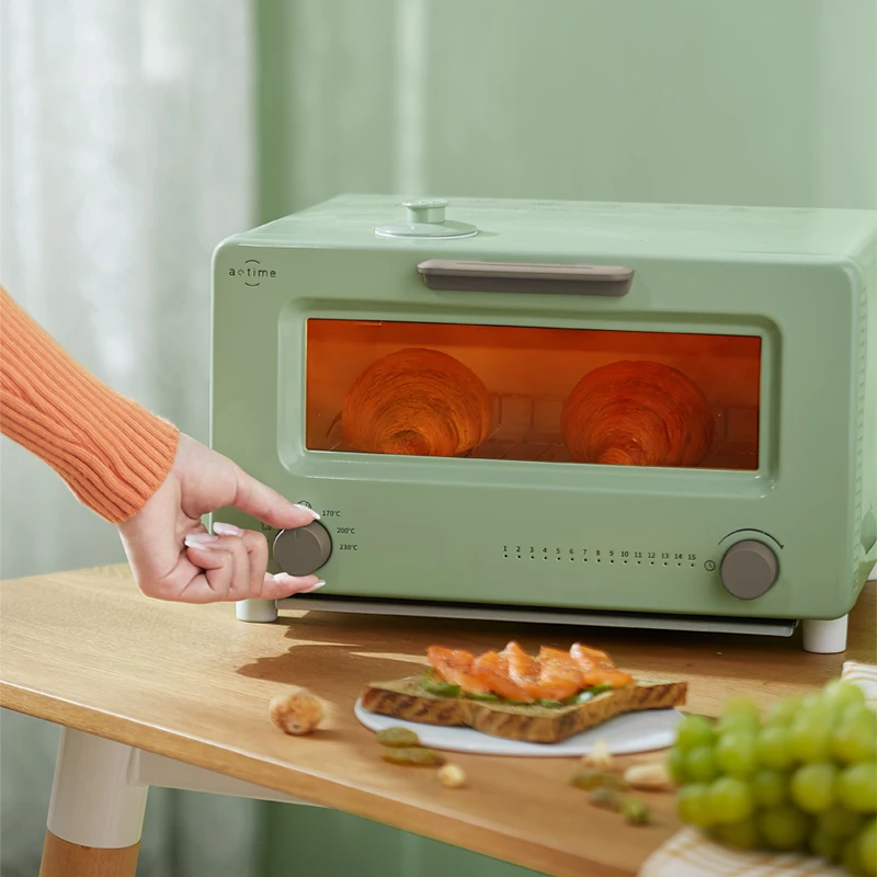 

Countertop Retro Toaster Oven 10L Small Kitchen Appliance Steam Oven Toaster Mini Pizza Oven With Knob Control