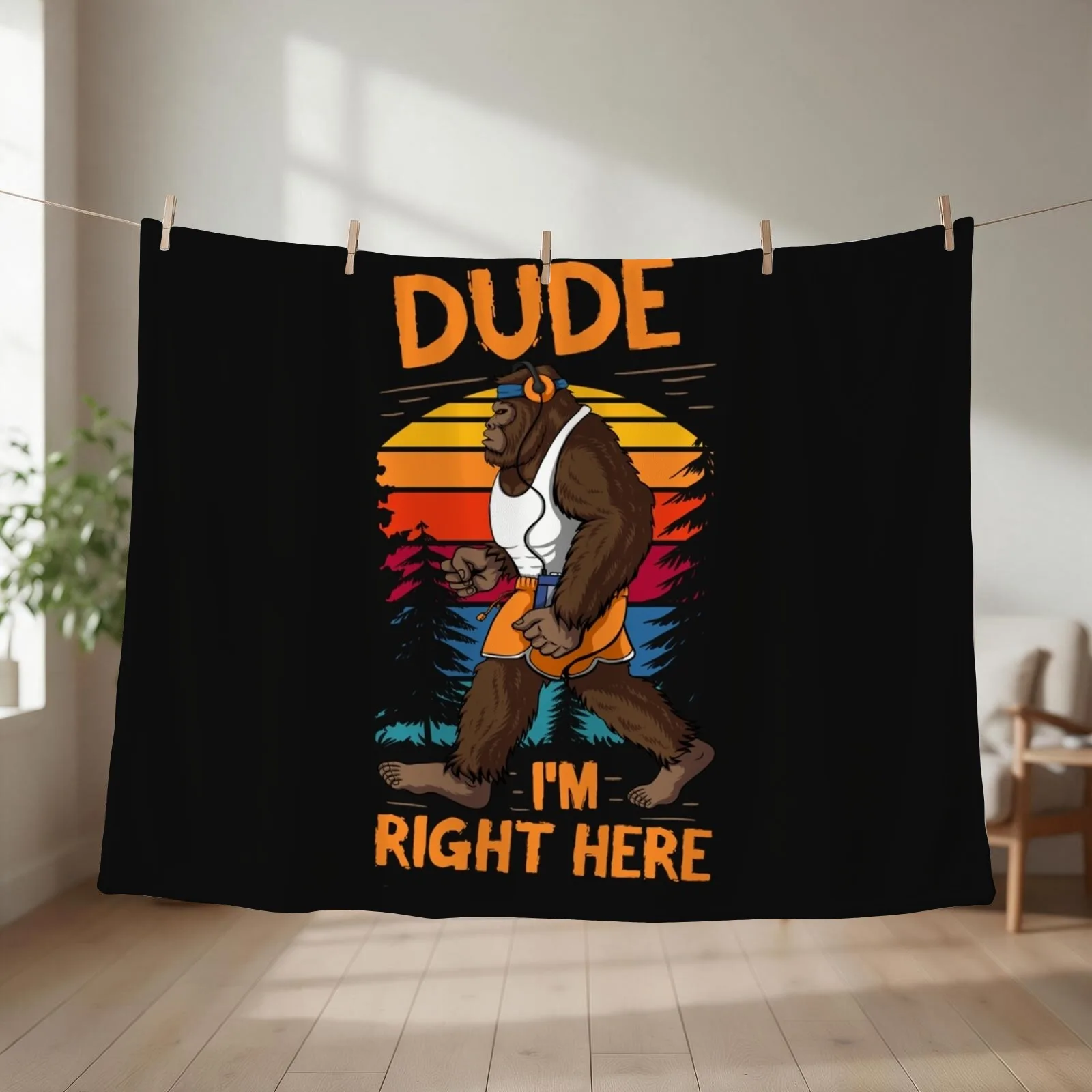 Dude Im Right Bigfoot Sasquatch Camping Throw Blanket couch cozy soft plush fuzzy picnic outdoor blanket