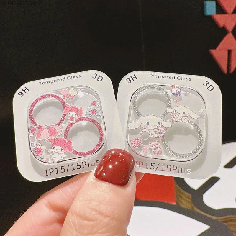 Sanrio Hello Kitty Kawaii New Lens Film For Iphone 15 14 Plus 13 Mini Pro Max Transparent Lens Tempered Kawaii Anime Lens Film