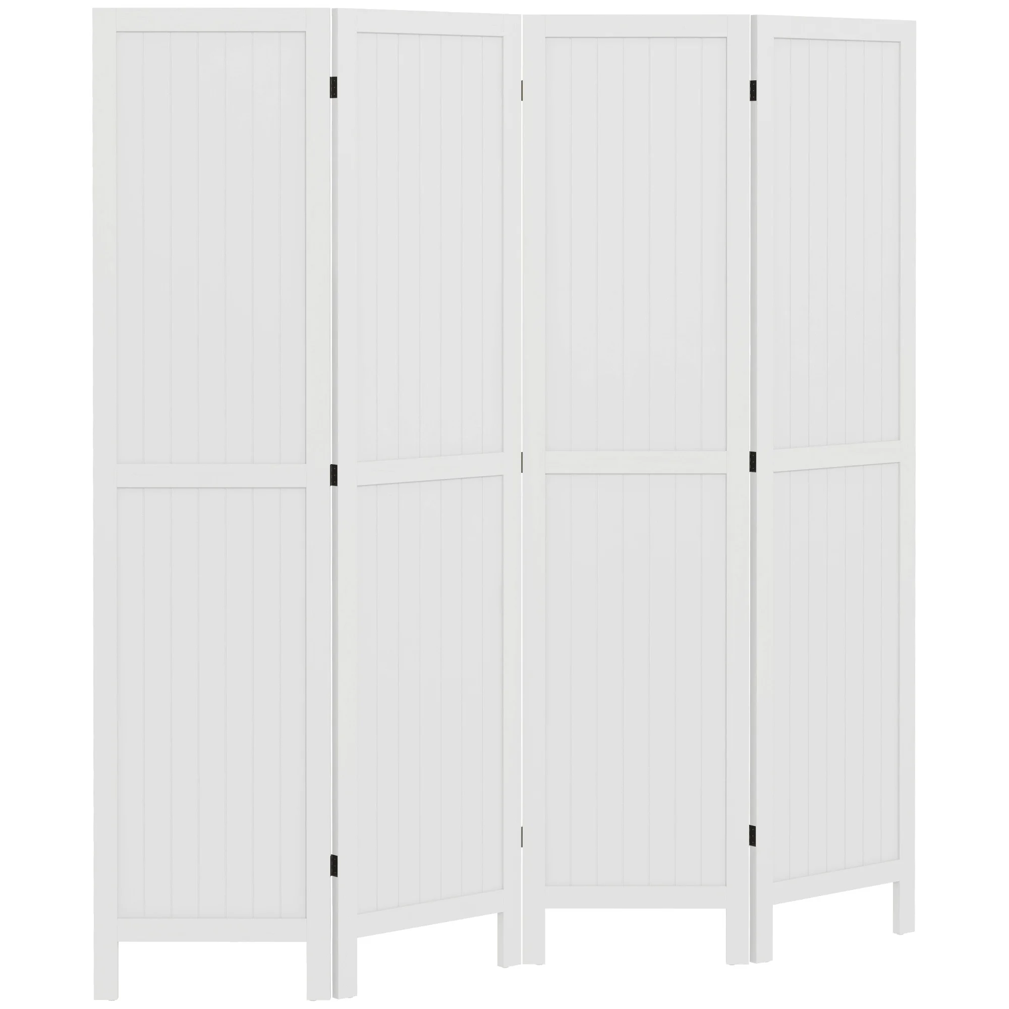 HOMCOM Paravent en bois séparateur de pièce closion intérieur pliable 4 panneaux en bois 160 x 170 cm blanc