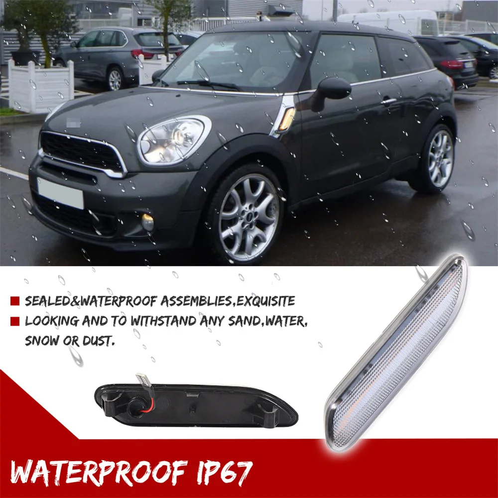Dynamic Blinker Amber LED Front Bumper Side Marker Turn Signal Lights For BMW MINI Cooper R60 Countryman R61 Paceman 2011-2016 - view 4