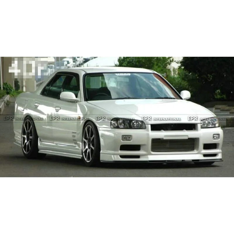 المصد الأمامي لنيسان سكايلاين R34 GTT من ألياف الكربون طراز URR ومحيط الوجه الأمامي #3