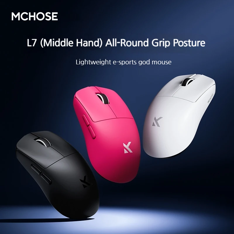 MCHOSE L7 울트라+ Paw3950 중대형 핸드 마우스 게임 E-스포츠 무선 3모드 경량 오피스 듀얼 드라이브 컴퓨터 마우스