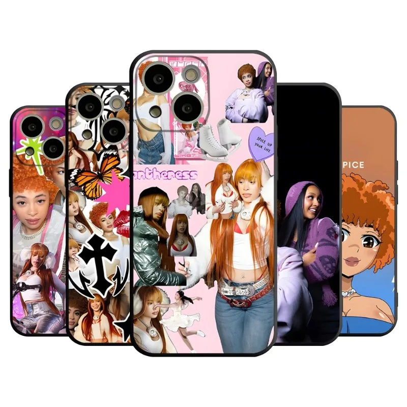 Female Rapper Ice Spice Phone Case For 14 Pro Max For Apple Iphone 13 15 12 Mini 11 Xr X Xs Pro Max 8 6s 7 6 Plus Back Cover