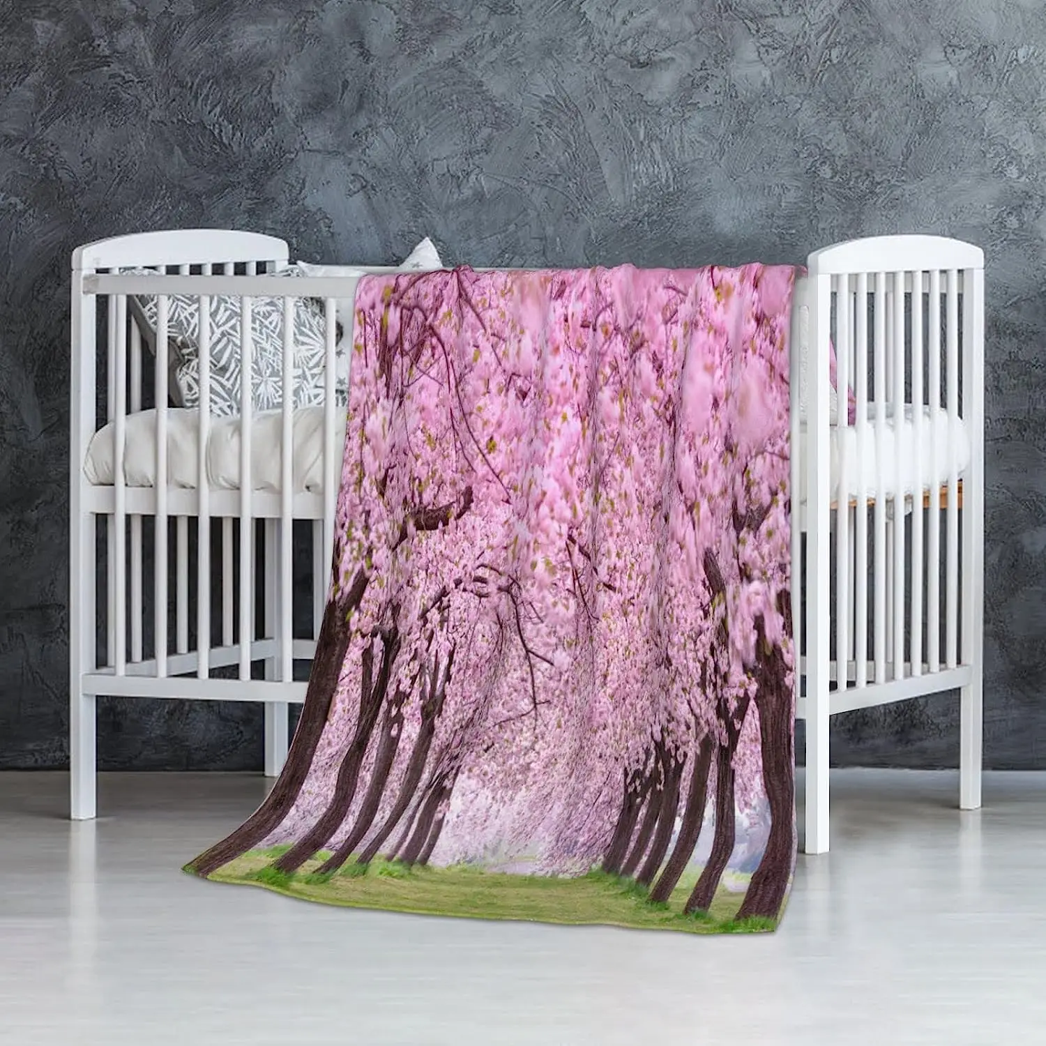 Cherry Blossom Nagano Prefectur Japan Throw Blanket Beautiful Cherry Pink Throw Blanket Bed Couch Sofa Travelling