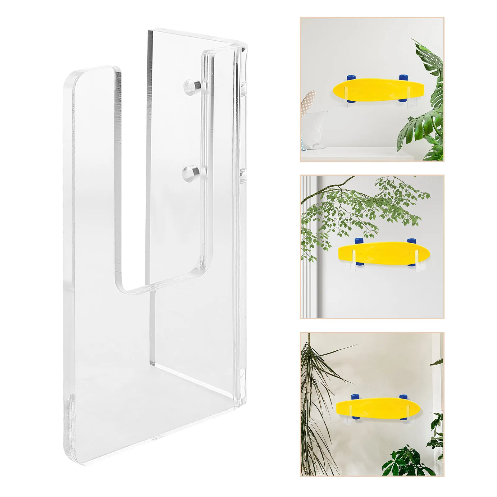 

1Set Acrylic Skateboard Wall Mount Display Rack Space Saving Sturdy Modern Horizontal Skateboard Hanger for Home Office Garage