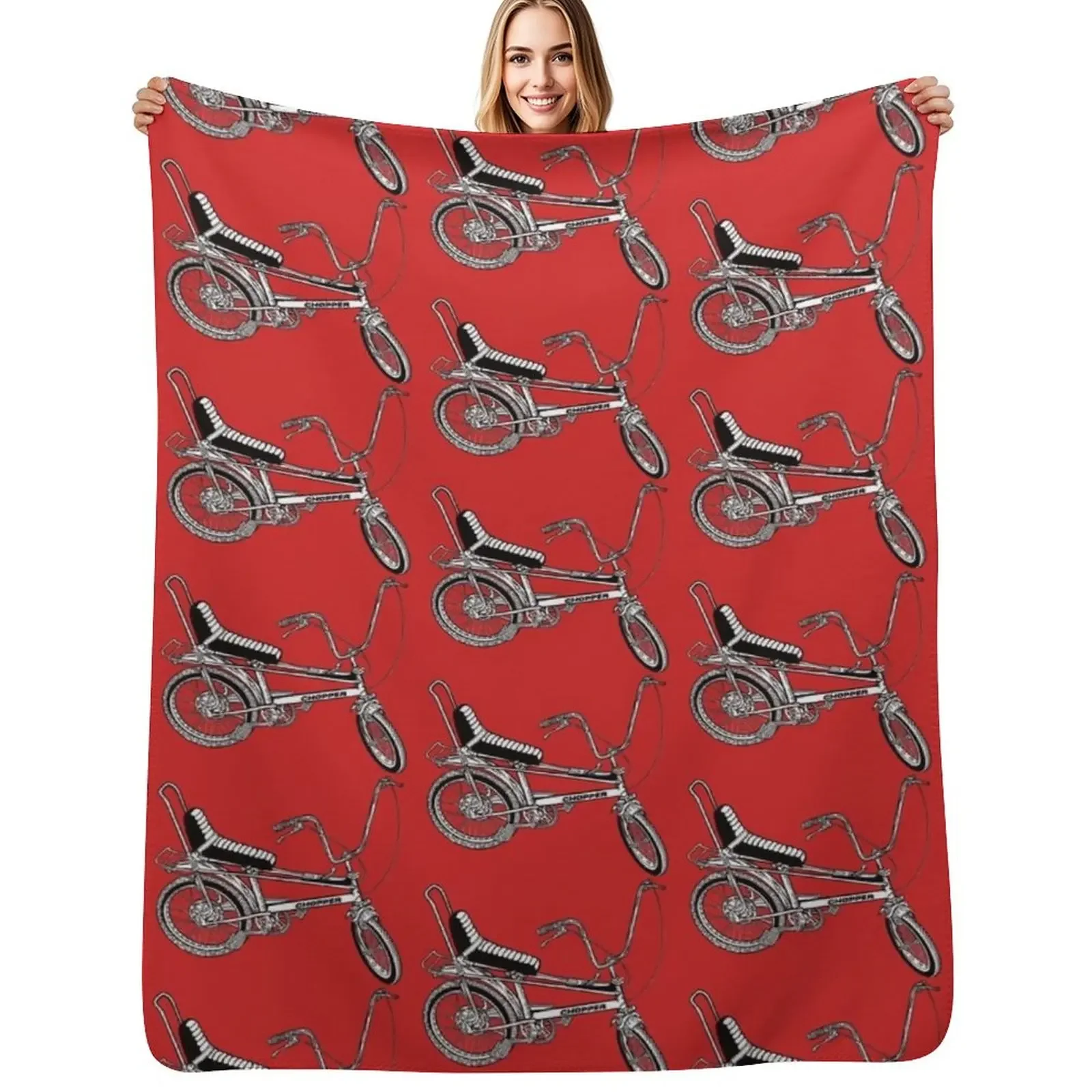 

70's Chopper bike Throw Blanket For Sofa Thin Comforter Moving Blanket
