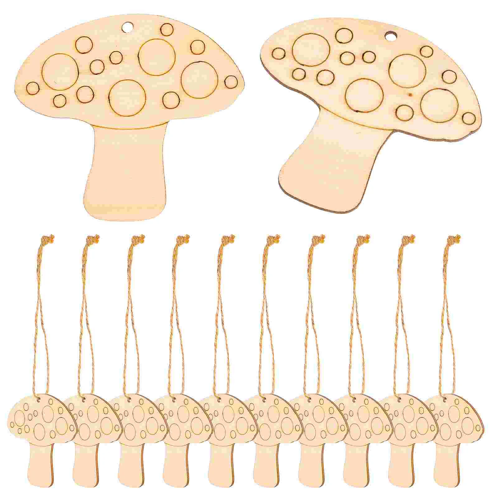 10pcs Wooden Mushroom Cutout Hanging Decor Embellishments Wood Craft Hanging Decor Embellishments wooden decor