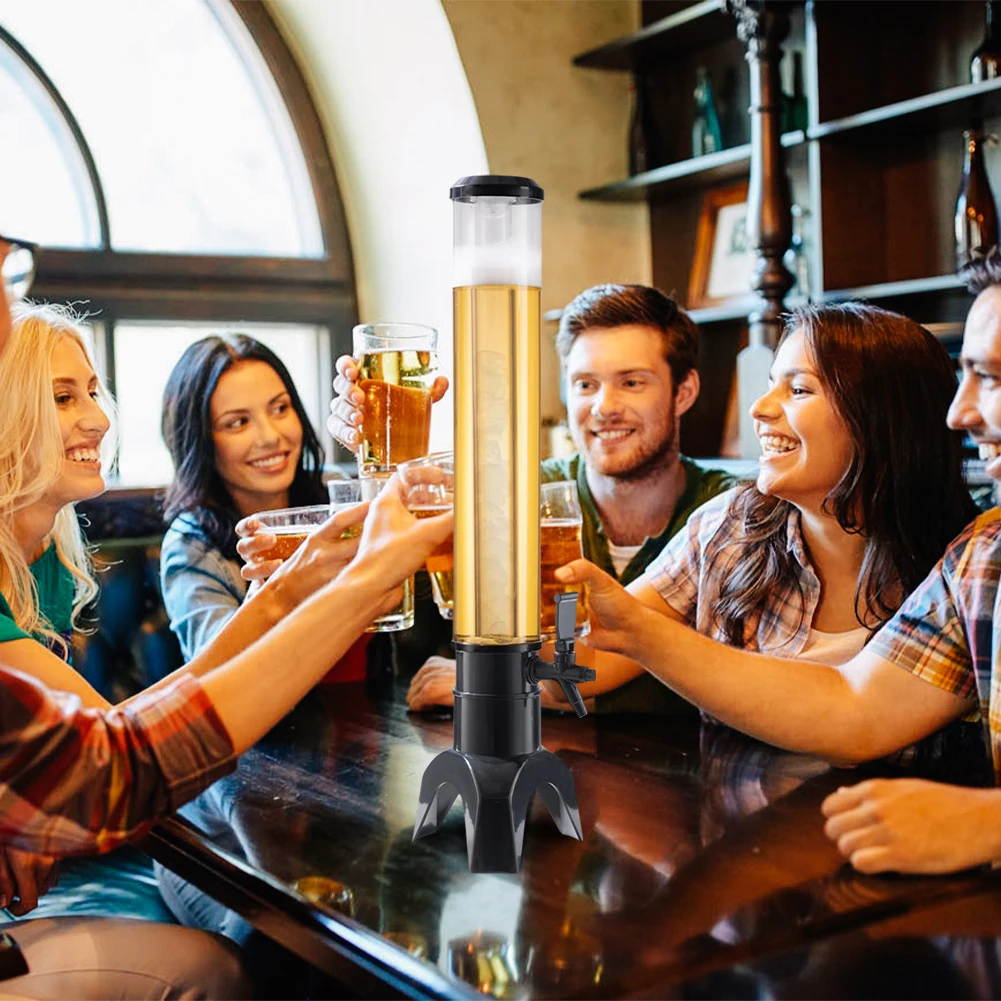 

3L Beer Dispenser Beer Tower with Spigot & Ice Tube Tabletop Liquor Dispenser Transparent Drink Dispenser for Beer Wine Drinks
