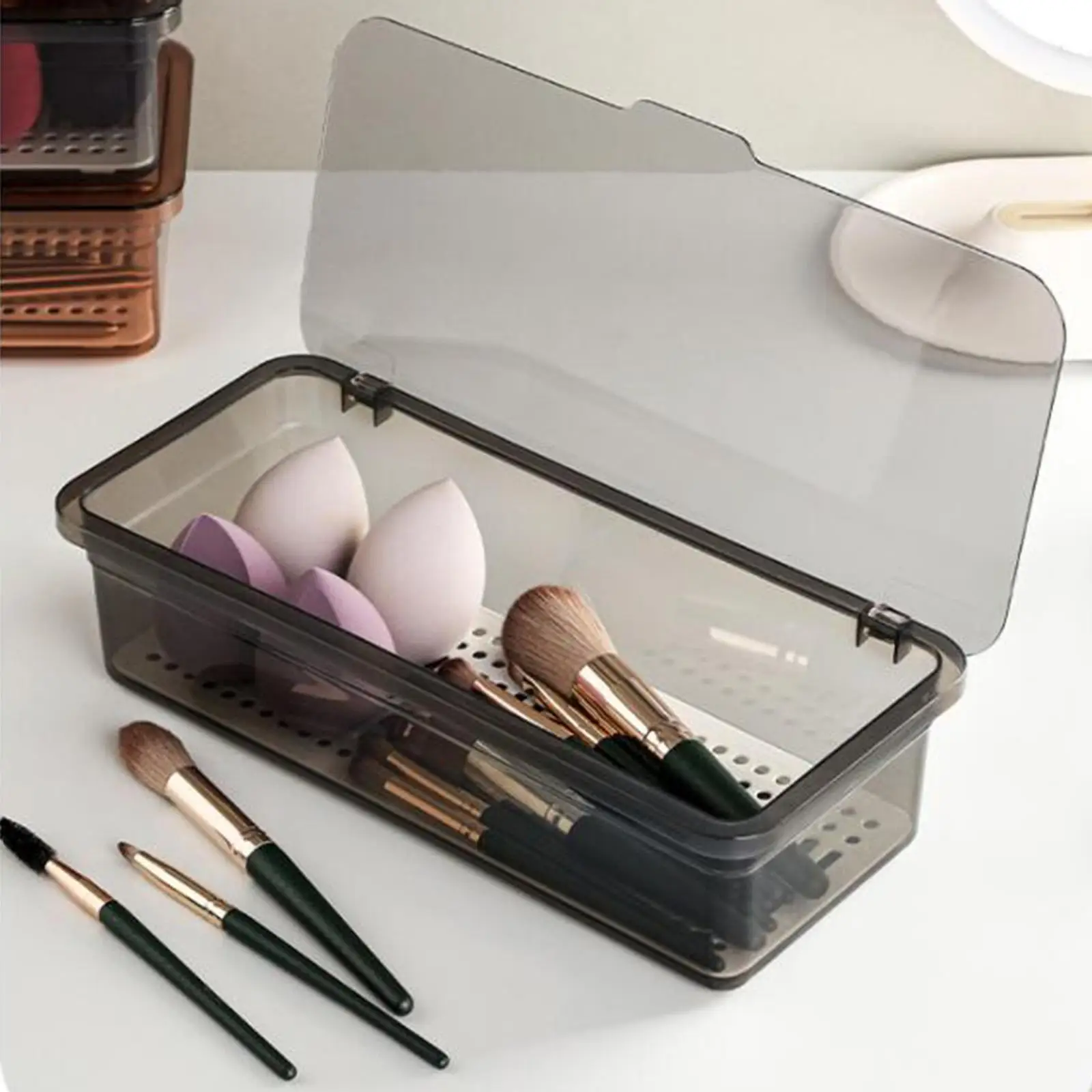 Make-upborsteldoos Vierkant draagbaar plastic behuizing voor kastwinkel Beauty Egg