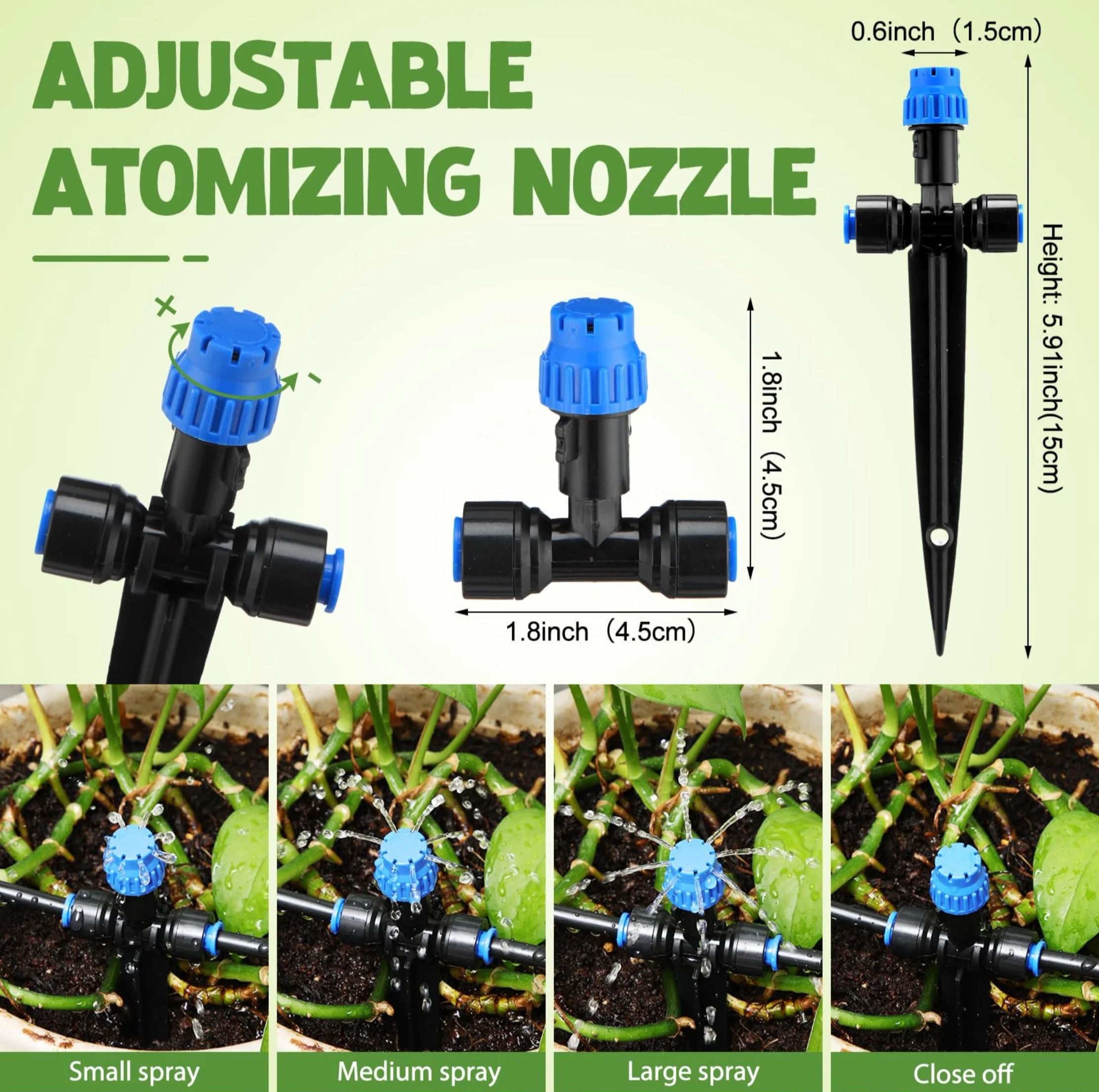 Garden Plant Watering System 18M59ft 1/4 Inch Blank Tubing Quick Connector Vegetable Greenhouse Mist Drip Irrigation Kit Outdoor