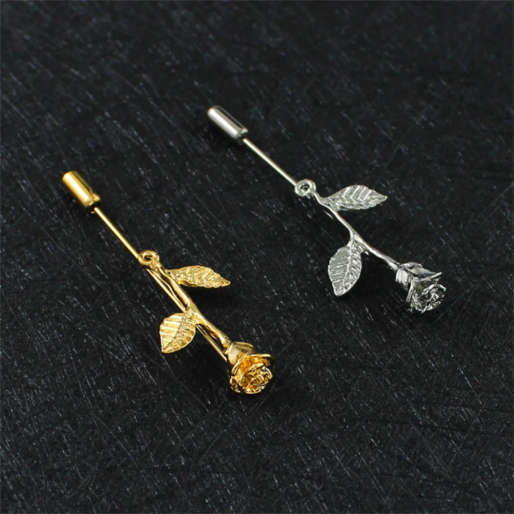 Men New Fashion Rose Flower Metal Brooch Pin Blazer Suit Lapel Wedding Party Boutonniere Charm Brooch Jewelry Clothes Accessory