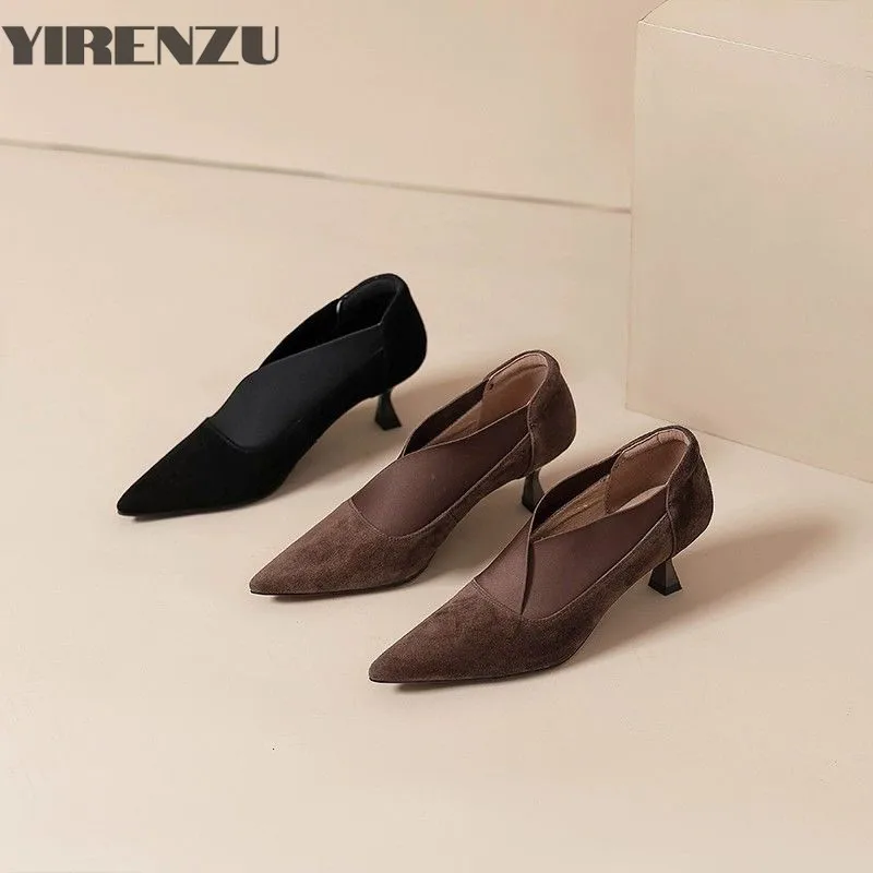 Women Pointed Toe Stilettos Shoes Suede Loafers Winter Designer 2025 Trend New Sexy Elegant Party Dress Pumps Zapatillas Mujer