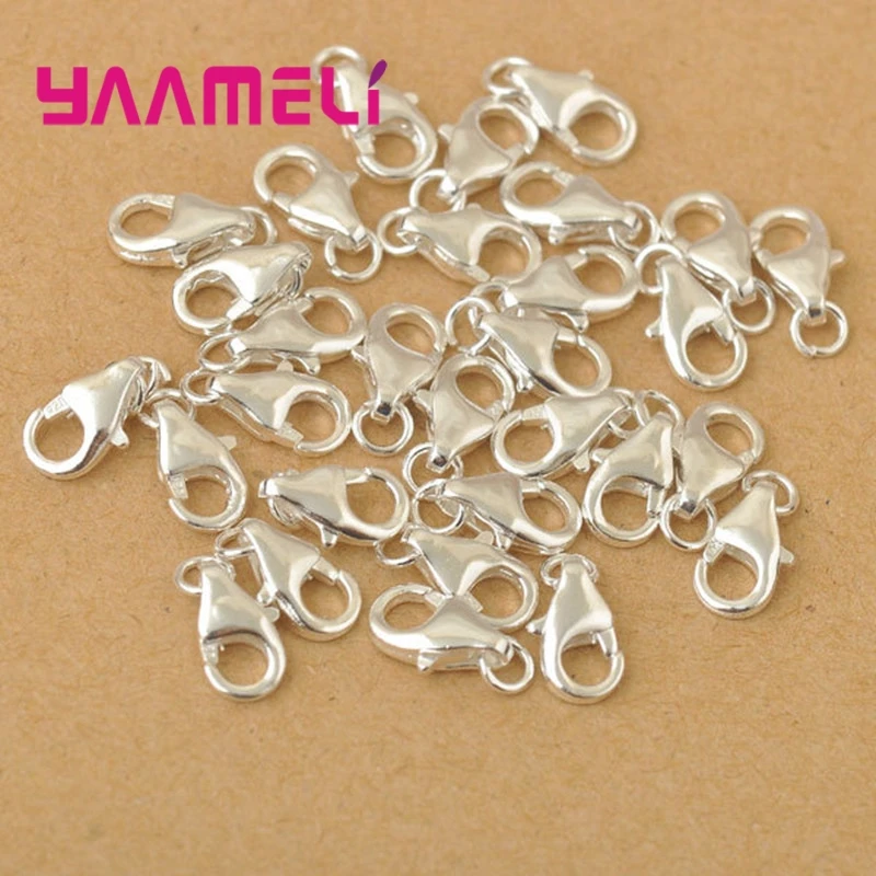 50PCS 925 Sterling Silver Jewelry Accessories Findings 925 Stamp DIY Multipurpose Lobster Clasp Fasteners with Opening Jump Ring