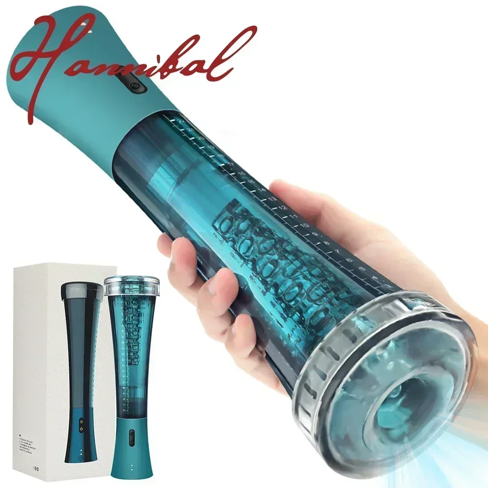 Hannibal Male 3 Sucking Vacuum Electric Penis Pump Vibrator Masturbator Cup Cock Penis Enlargement Trainer Adult Sex Toy for Men