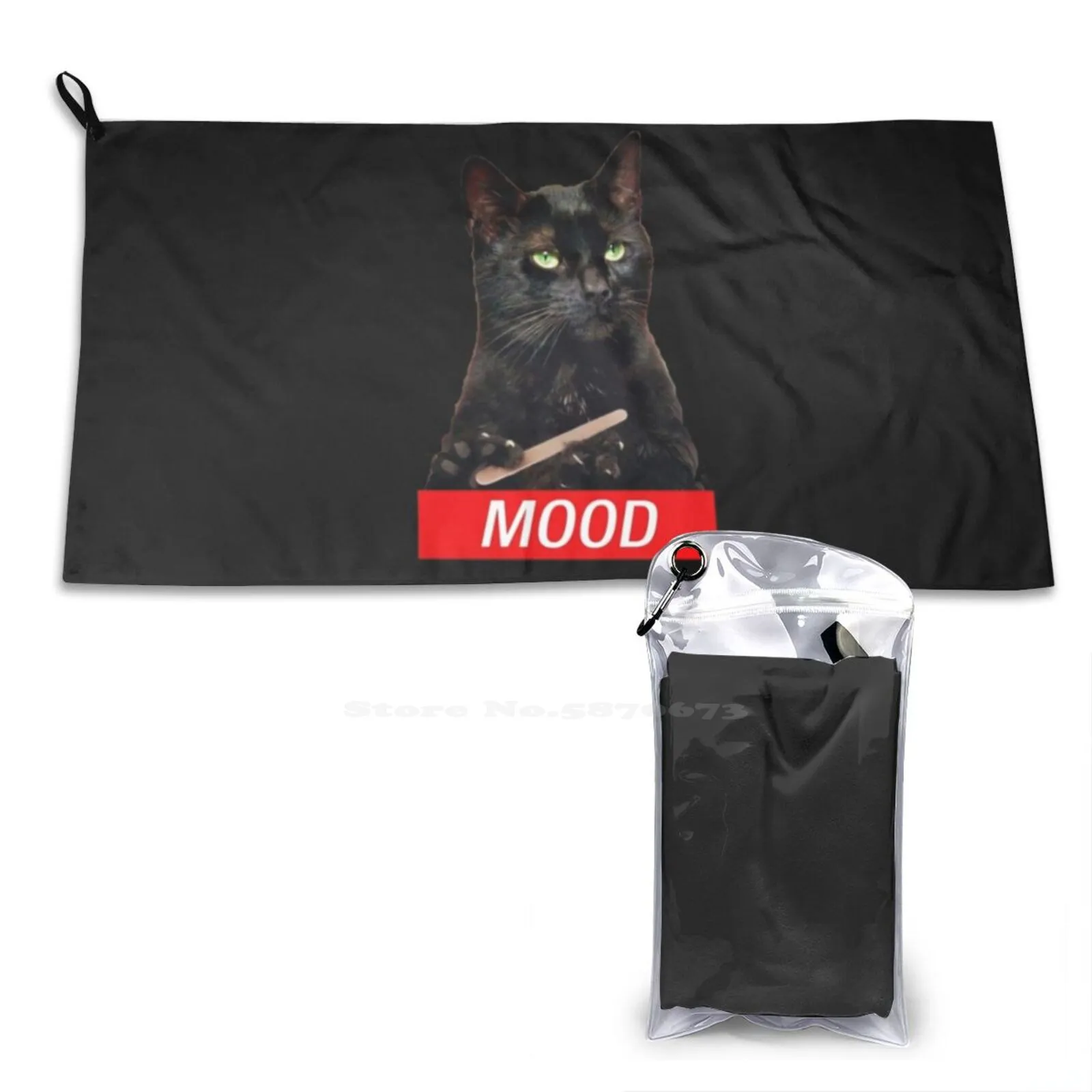 Salem Mood Soft Microfiber Fabric Face Towel Teenage Witch Familiar Cat Ironic Sarcastic Funny Salem Mood Caos Chilling