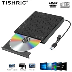 TISHRIC USB 3.0 Type-C External Optical Drive DVD CD Player CD DVD RW Optical Drive Reader DVD Drive For Laptop