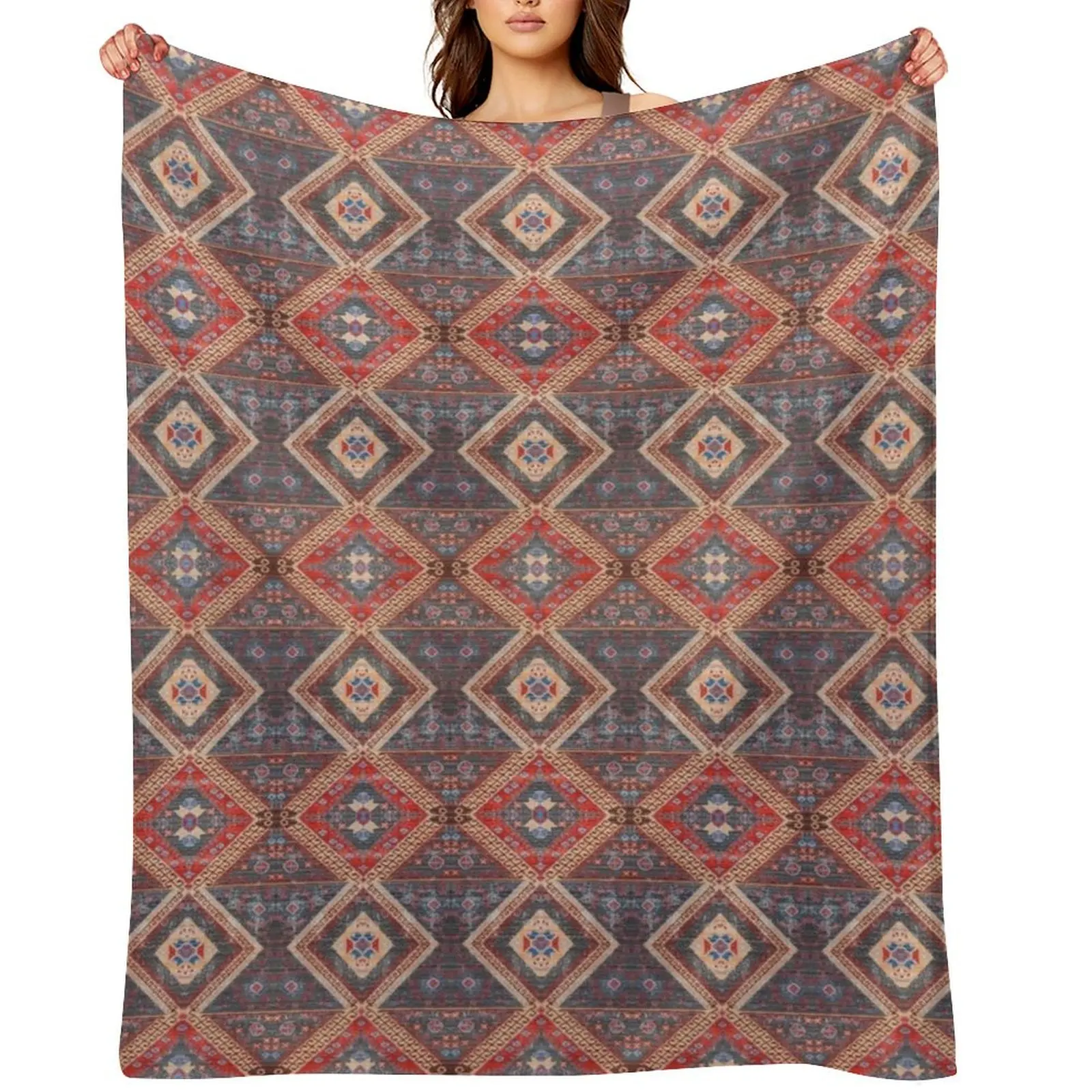 

Oriental Moroccan Artwork Farmhouse Rustic Style Throw Blanket Soft Plush Plaid Vintage blankets ands Luxury Blankets