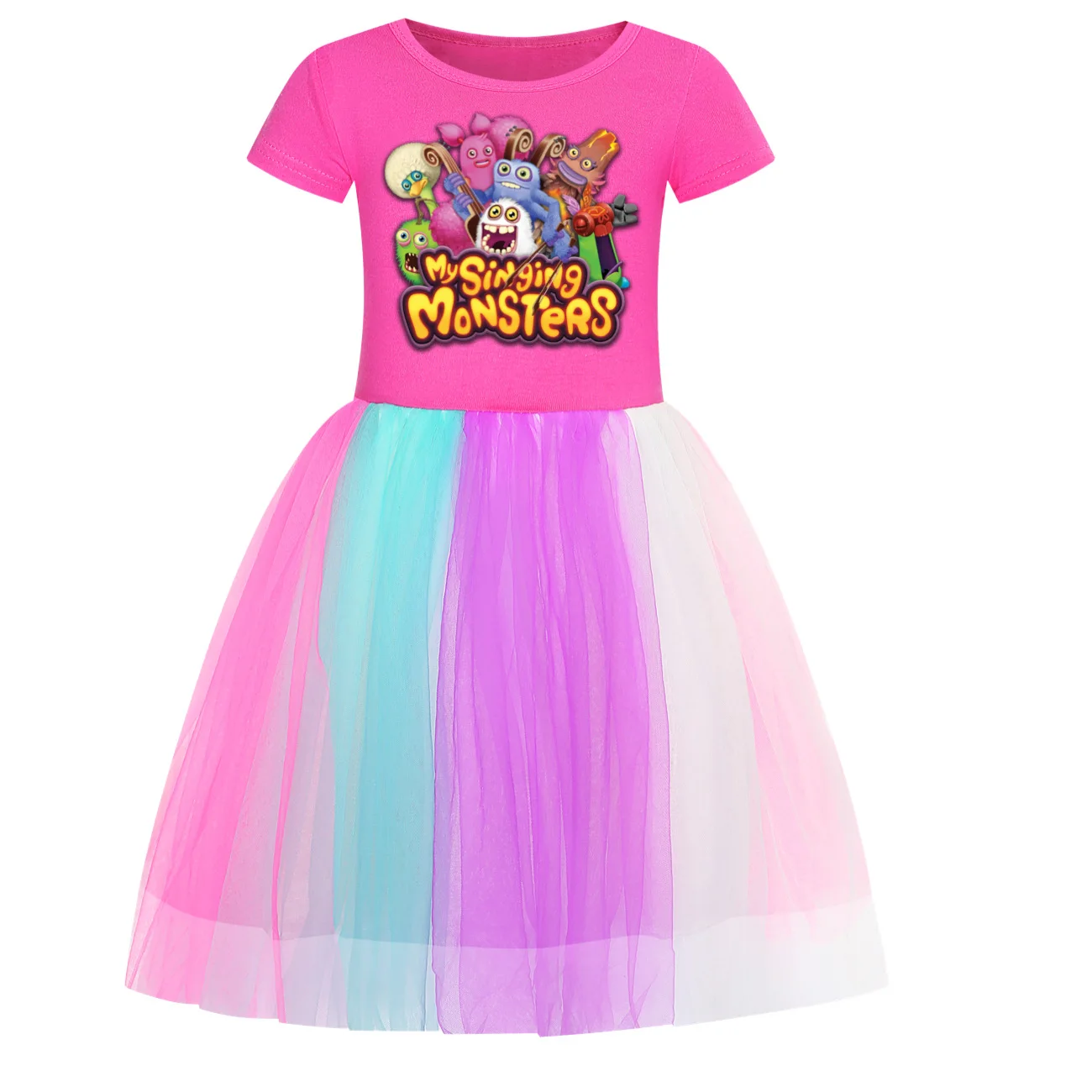 Singing Monsters Dress Baby Girls Short Sleeves Casual Dresses Kids Birthday Wedding Party Vestidos Children Halloween Outfits