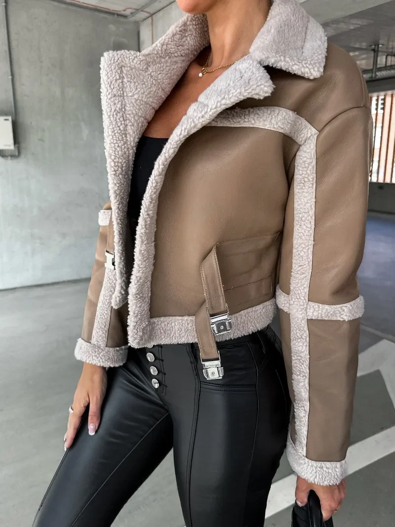 Women\'s Clothing Autumn and winter new street fashion fur one long sleeve flocking coat