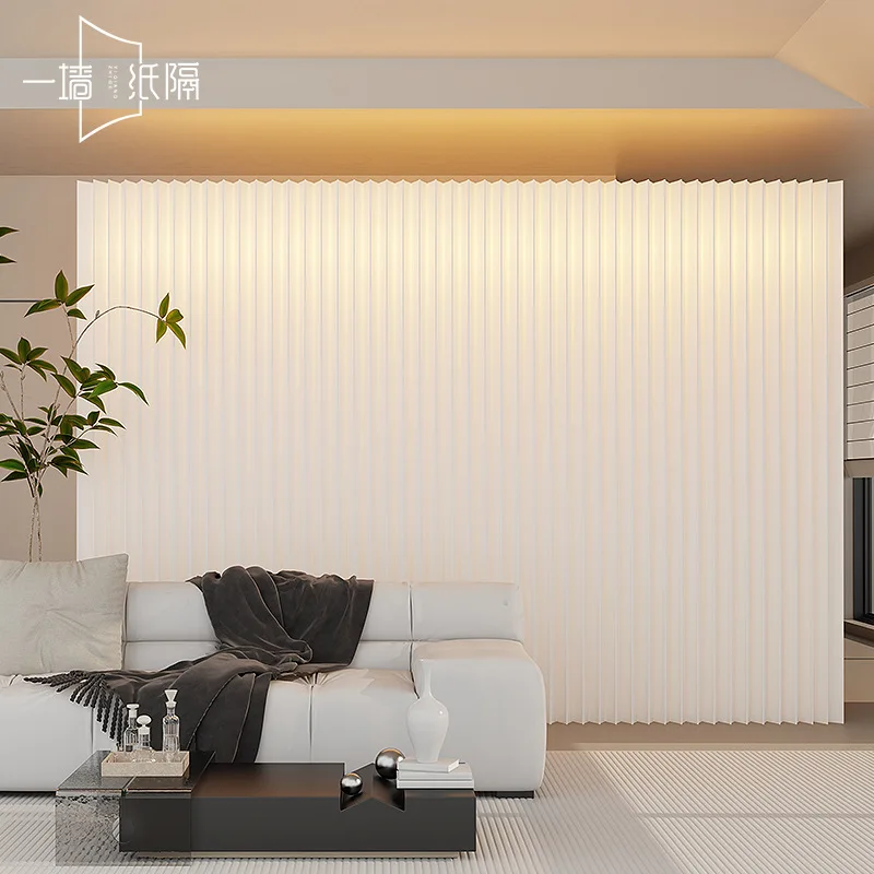 Paper Folding Room Divider Screen with LED Light for Office Room Partition Privacy Wall No Drilling