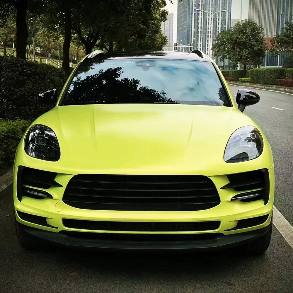 

Car Sticker Matte Metallic Yellow Green Vinyl Film Color Change PET Bubble Free Wrap Car Accessories Auto Self Adhesive Decal