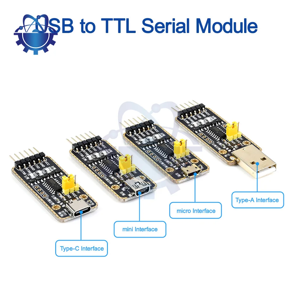 CH343G USB to UART/TTL Serial Communication Module Micro/Mini/Type-A/Type-C Port 5V/3.3V/2.5V/1.8V For Mac Linux Androi Windows