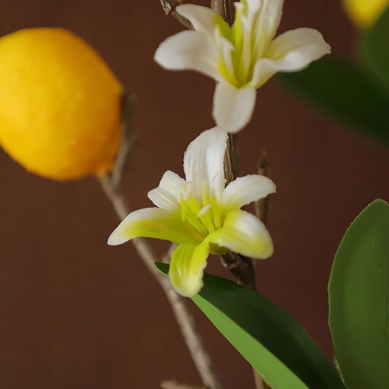 YOMDID Real looking Yellow Lemon fruit with white flowers Artificial flowers home interior decor flores artificiales fake plant