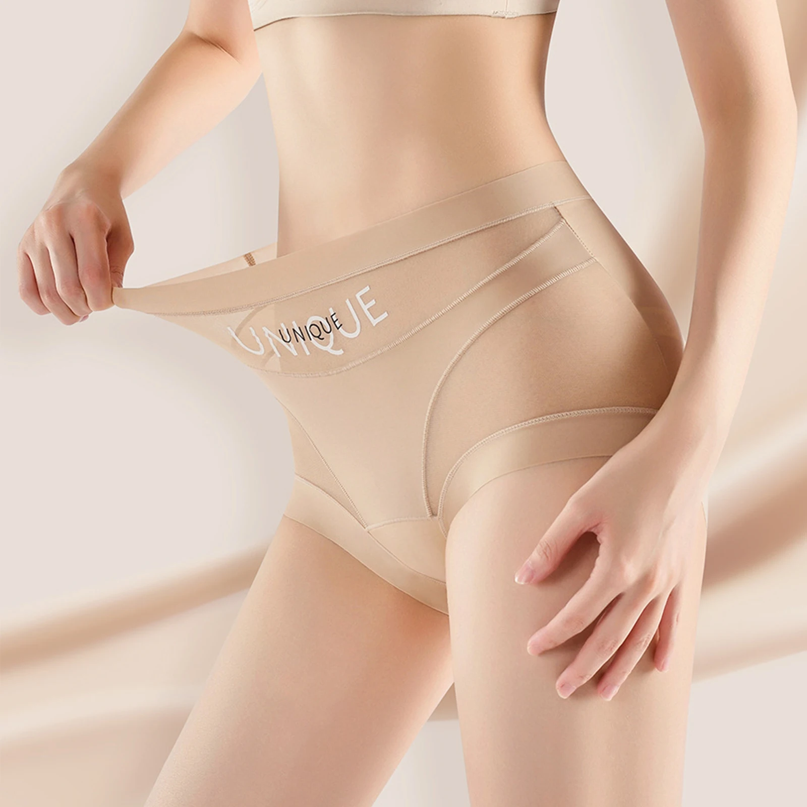 High Waisted Panties Summer Fashion Tummy Control Shaping Underwear Daily Wear Thin Seamless Breathable Lingerie
