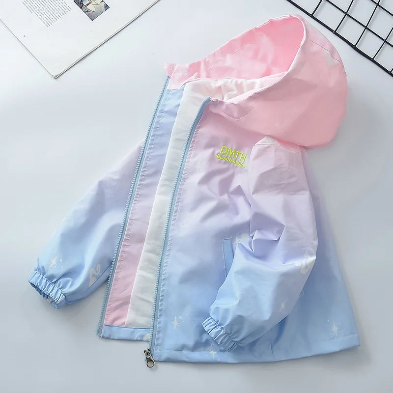 Middle children's girls Korean version of casual gradual change color jacket baby top