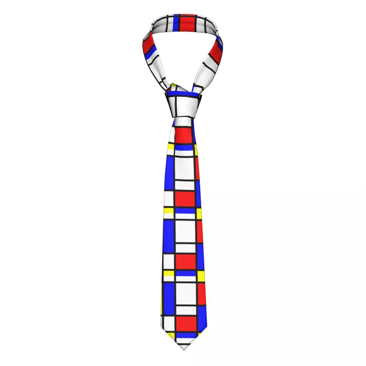 

Geometric Modern Mondrian Neckties Mens Customized Silk Color Art Plaid Neck Tie for Wedding