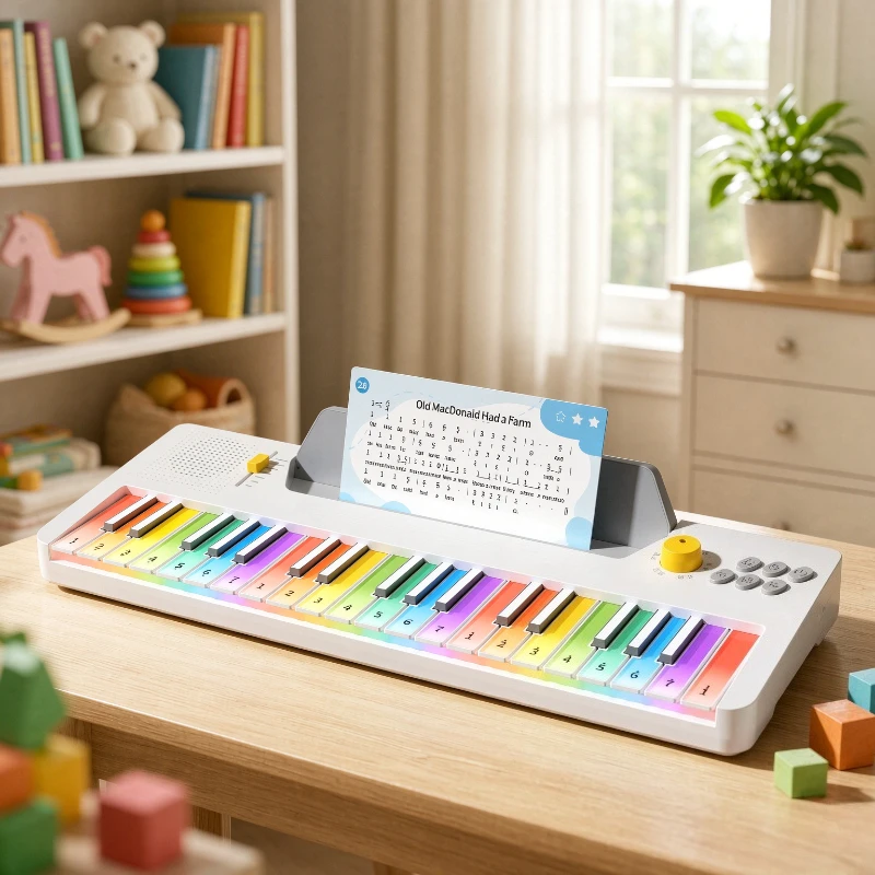 Kids Rainbow Electronic Keyboard Beginner Piano Toy for Ages 3-7 Music Learning Play Home Birthday Gift Daily Fun 어린이 전자 피아노