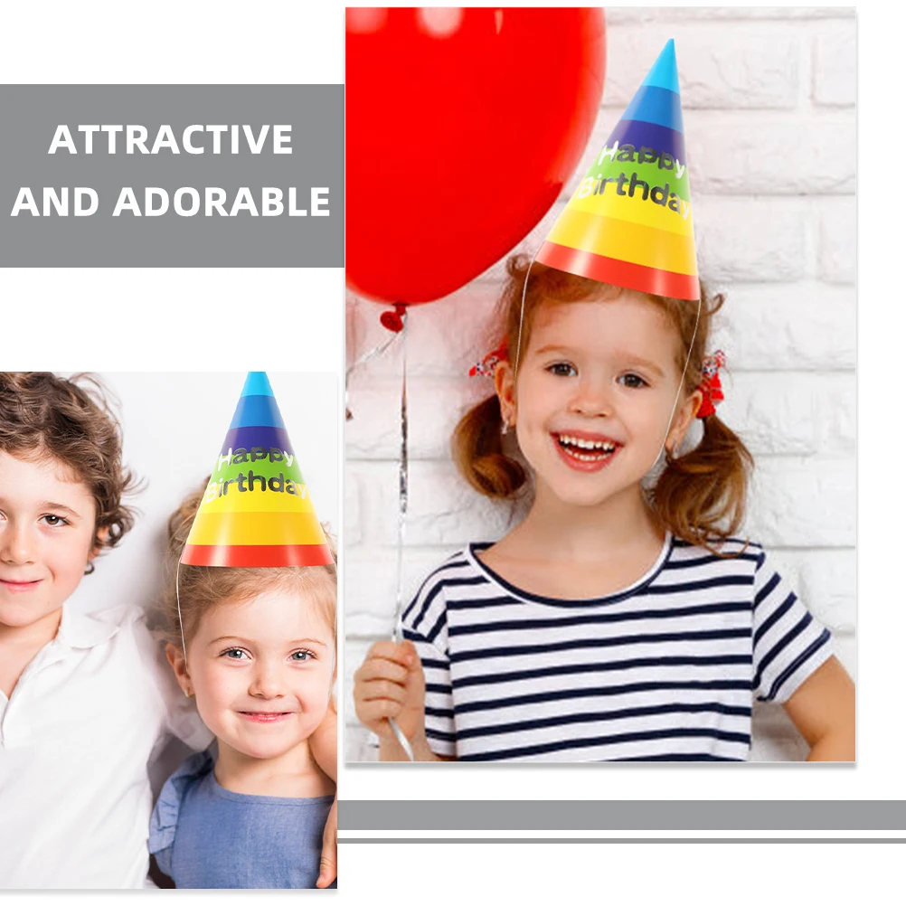 

36 Pcs Party Cone Birthday Cap Lovely Birthday Hats Headdress Cap Celebration Props Rainbow Paper Small Cute Headwear
