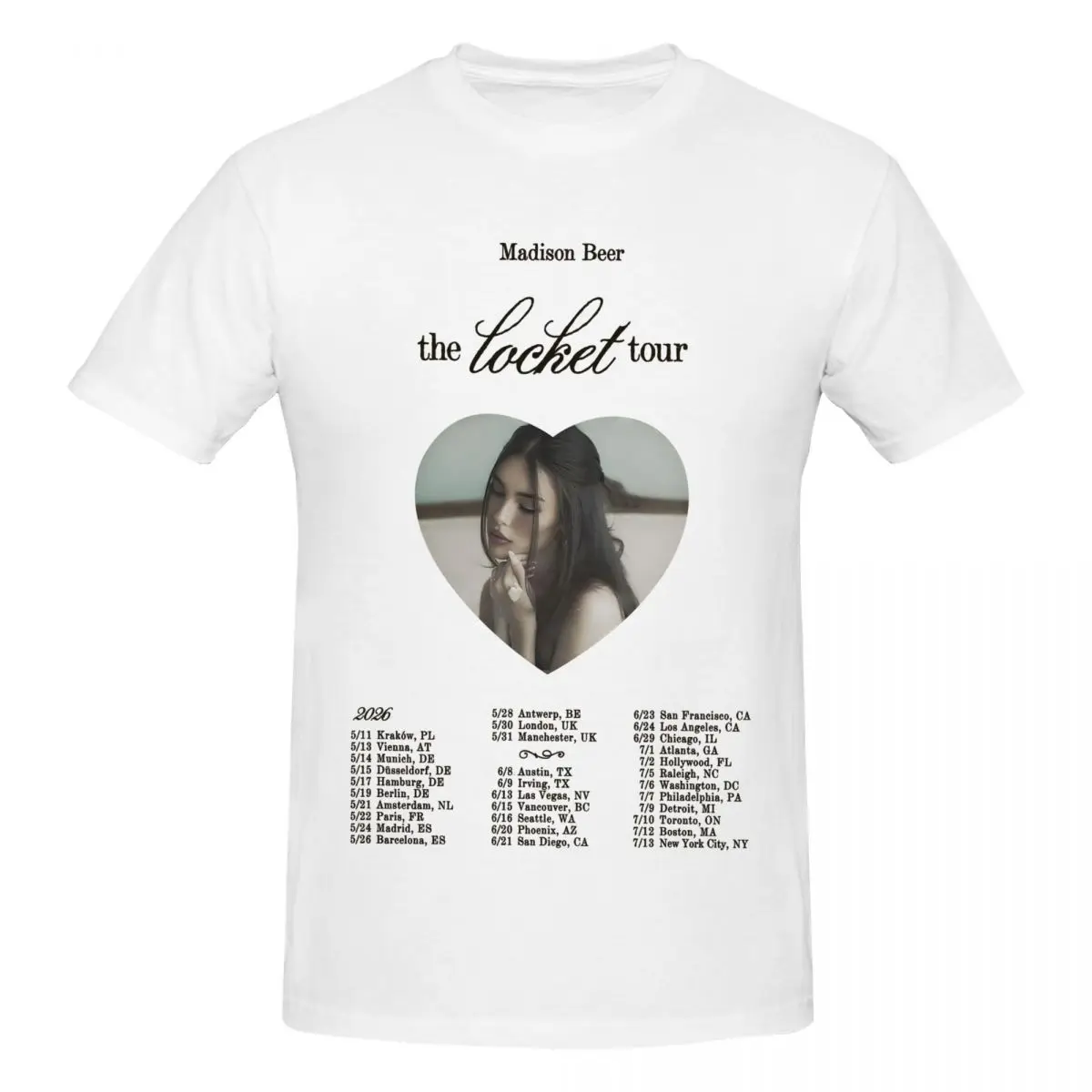 Men Madison Beer The Locket Tour 2026 Fans Gifts T Shirt Streetwear O-neck Cotton Men Tshirt