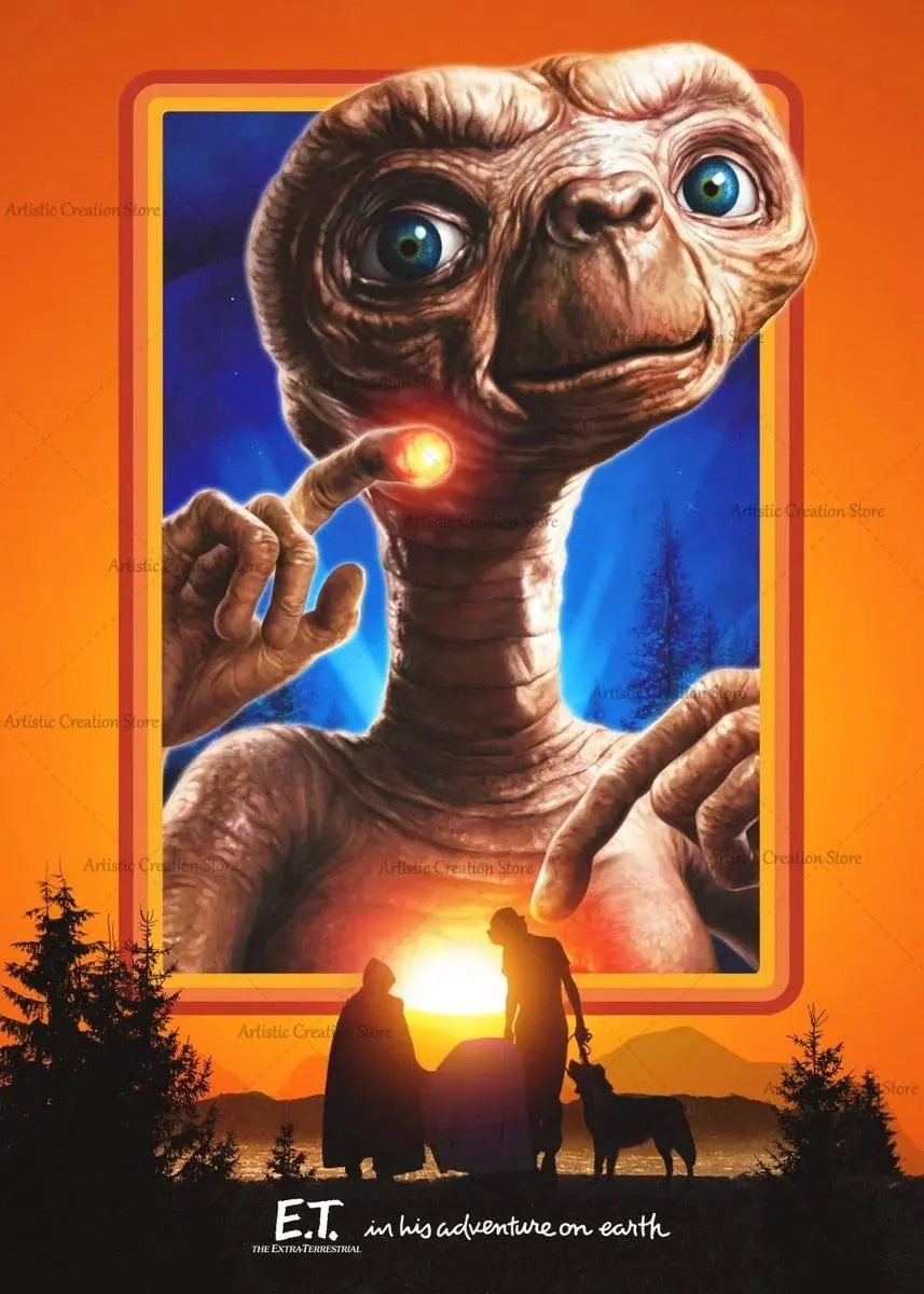 E.T. De buitenaardse filmposters Klassieke Sci-fi Film Art Canvas Prints Schilderij Muurfoto's Slaapkamer Muur Home Decor