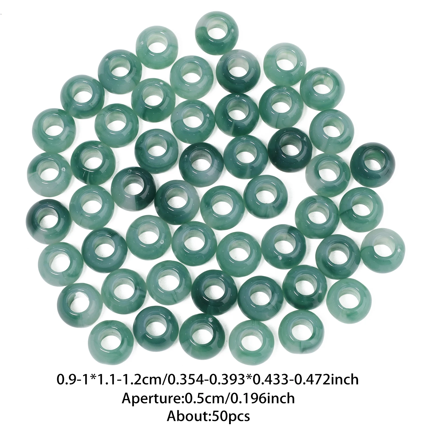50 Stück bunte, runde Acryl-Abstandshalterperlen mit großem Loch für die Herstellung von Schmuck, Halsketten, Armbändern, Kleidungsaccessoires und Bastelarbeiten. – Detail 14