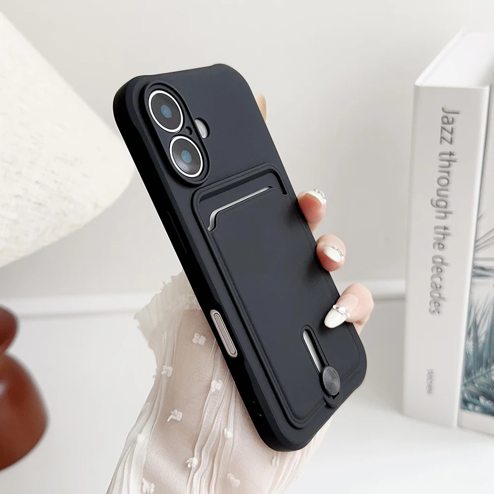 Weiche Silikon-Kartenhalter-Brieftaschen-Handyhülle für iPhone 17 16 16e 15 14 Plus 13 12 Mini 11 Pro Max Plus mit Kameraschutzabdeckung – Detail 5