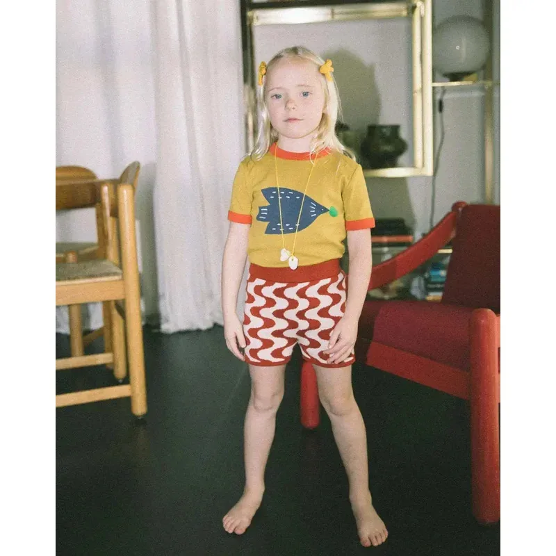 Qq98Camisetas florales para niños, blusa a la moda para niños, camisetas Misha puff, conjunto de traje para bebé y niña, ropa superior para niño 2024