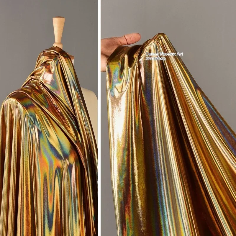 Phantom Mist Gold Fabri Miękka, przyjazna dla skóry, elastyczna, gładka tkanina brązująca Diy Apaprel Materiał do szycia