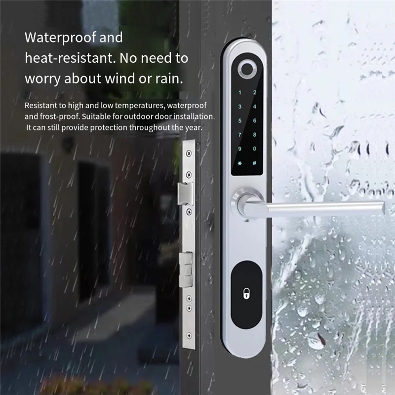 B37B-Tuya Smart Door Lock Fingerprint Biometric Waterproof Digital Electronic Lock APP IC Card Password Aluminum Alloy Lock