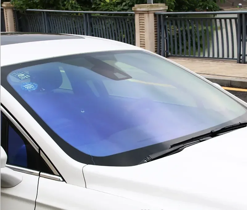 

2025 Rainbow VLT20% 50% 60% 70% 80%high clear New Vision Heat Contral Glitter Glass Tint Front Windscreen Chameleon Film
