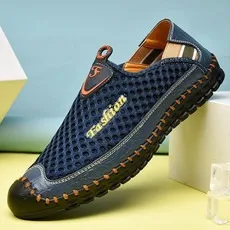 

Summer genuine cowhide mesh breathable, perforated and hollowed-out casual shoes sneakers men