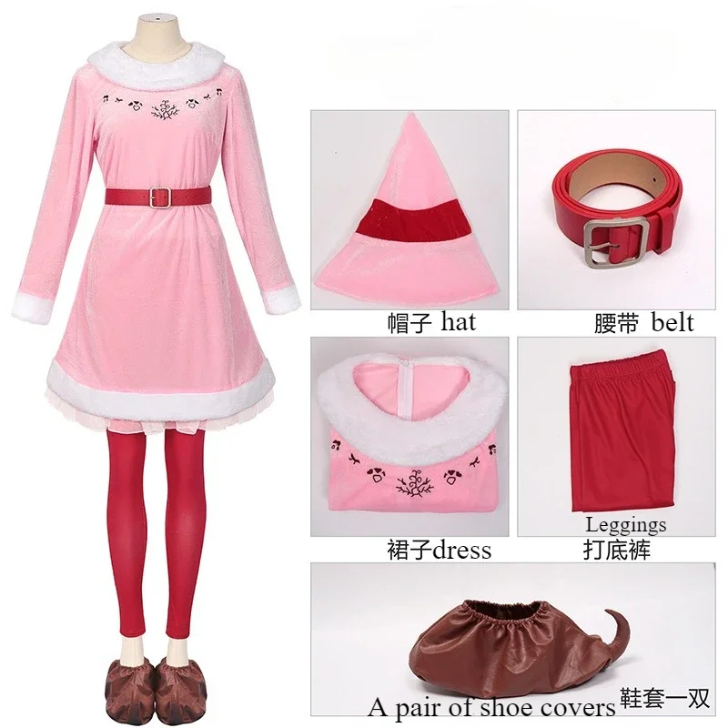 

2025 женское красное, розовое, эльфийское нарядное бархатное платье, новое сексуальное платье горничной для рождественской вечеринки, рождественские костюмы Санта-Клауса для косплея