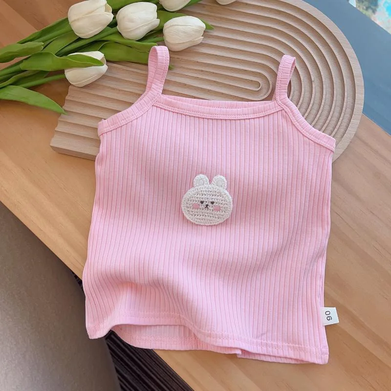 

Cute Cartoon Vest for Baby Girl Summer New Ice Silk Tanks Children Sleeveless Out-Wear Tops Shirt Kids Clothing