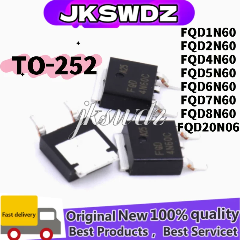 

20/pcs New FQD1N60 FQD2N60 FQD4N60 FQD5N60 FQD6N60 FQD7N60 FQD8N60 FQD20N06 TO252JSWDZ
