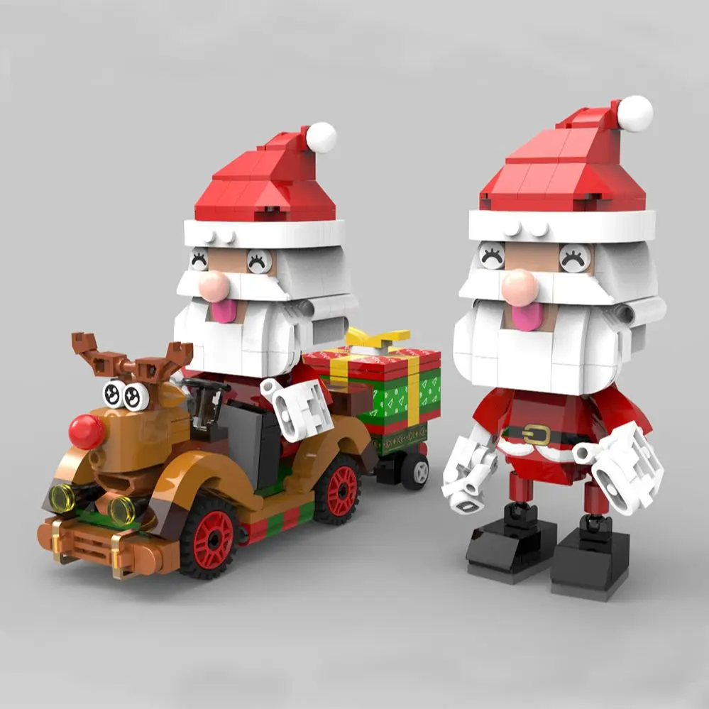 390pcs Kerst Bouwstenen Zelf-monteren Kerst Herten Winkelwagen Kerstman Muziekdoos Bricks Speelgoed voor Kinderen verjaardagscadeautjes