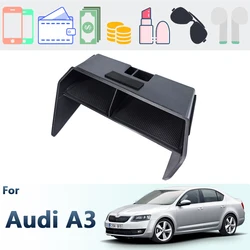 For Audi A3 8Y 2021-2024 Car Armrest Storage Box Center Console Organizer Tray Layered Storage Box Tidying Styling Accessories